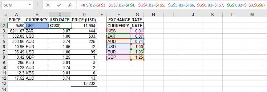 IFS function in Excel