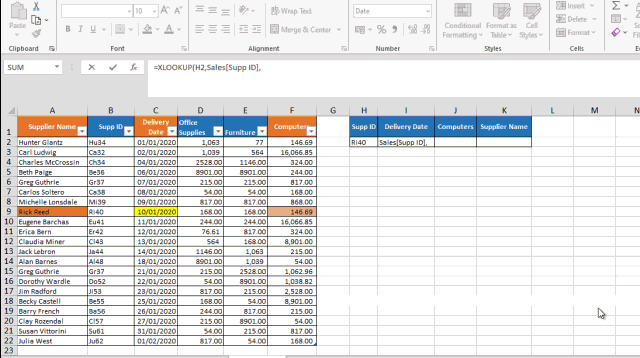 XLOOKUP Multiple discontinous columns