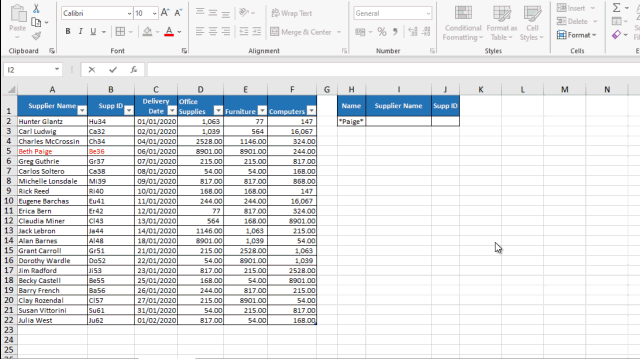 XLOOKUP Wild Card Search